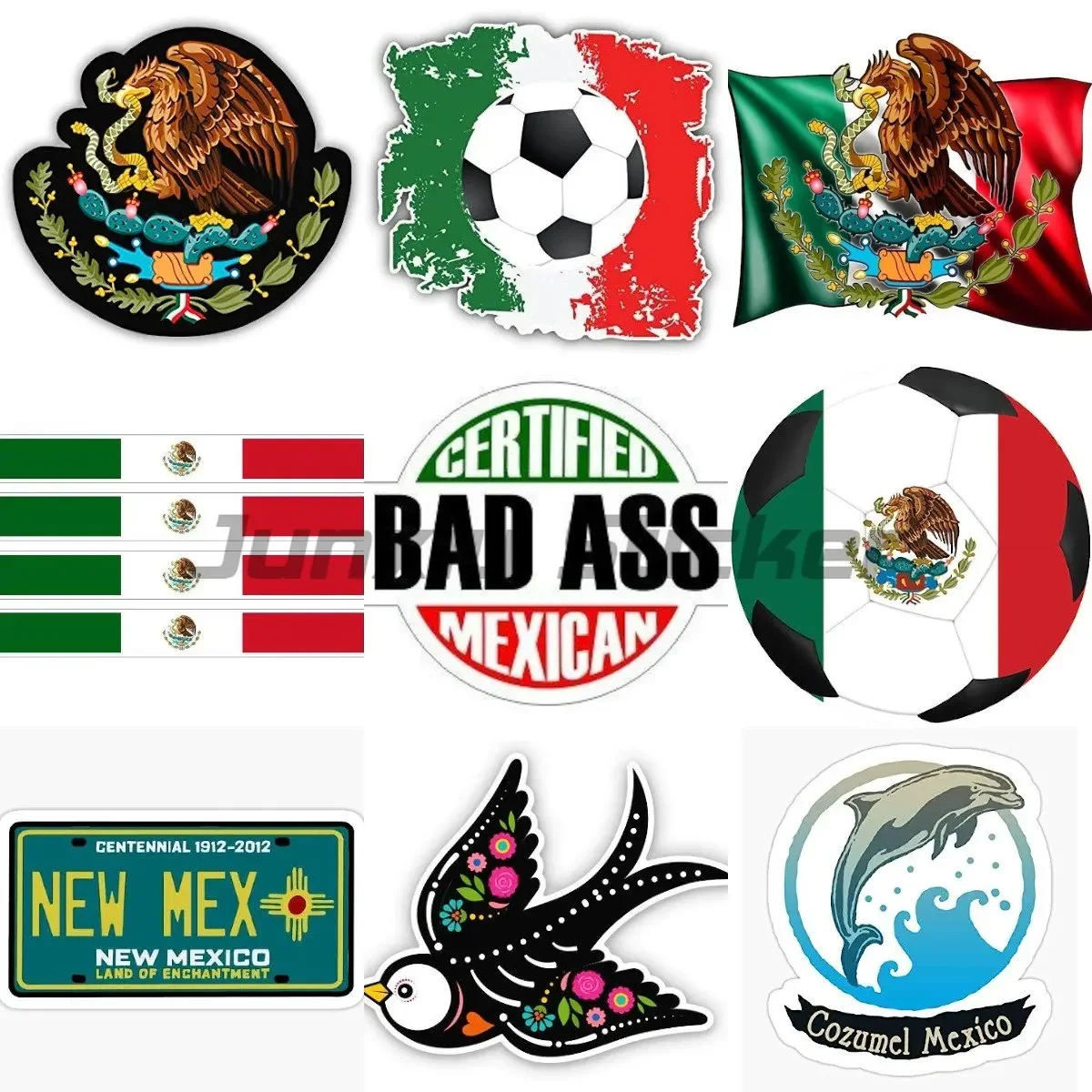

personalized Mexican flag Laptop Window Cars Camper truck Cartoon Graffiti Waterproof Stickers customizable