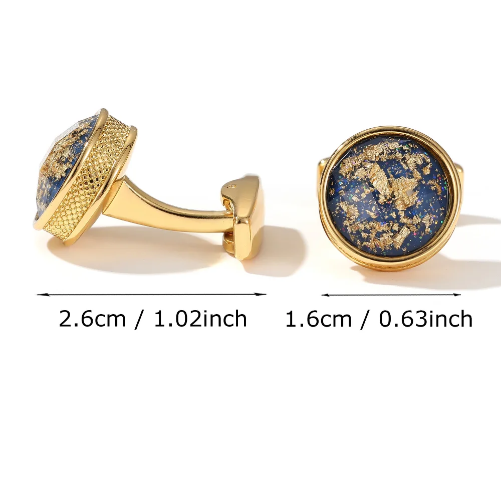 Gilded Round Glitter Pink Cufflinks Men's Exquisite Business Dress Shirt Cuff Buckle Gentleman Banquet Accessories