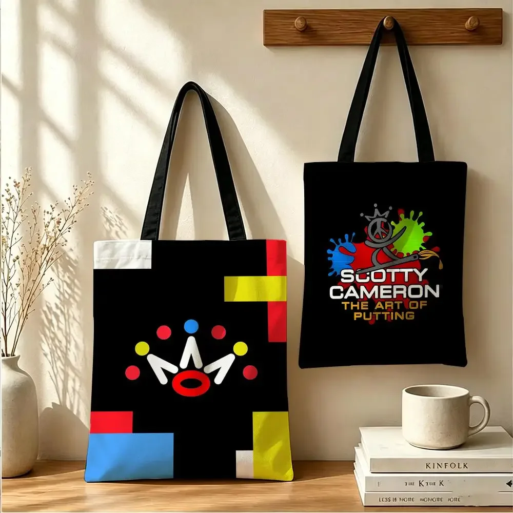 Cool S-SCOTTYs Art C-CAMERON Storage Bags Large Capacity Canvas Tote Bag Double-Sided Print Shoulder Handbag for Daily Shopping