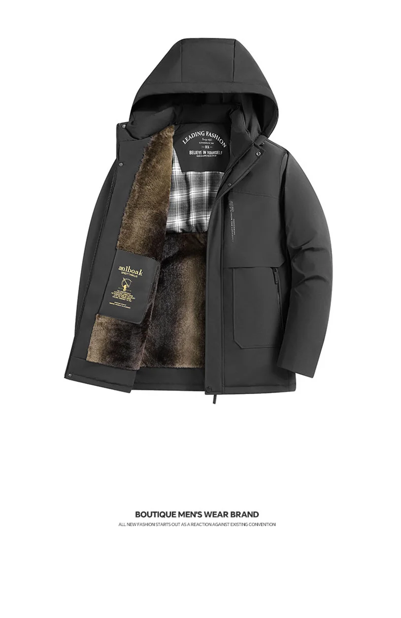 Winter Solid Color Men Parkas Coats Casual Hooded Thicken Warm Cotton Jackets Outdoor Windproof Male Clothes Fashion New Style