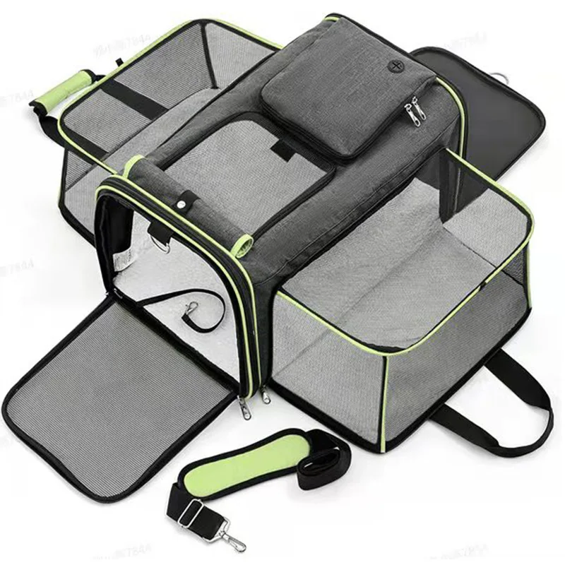 

Large Capacity Foldable Cat Carrier Bag, Breathable Portable Pet Travel Bag Pet Carrier Bag for Two Cats Outdoor Pet Supplies
