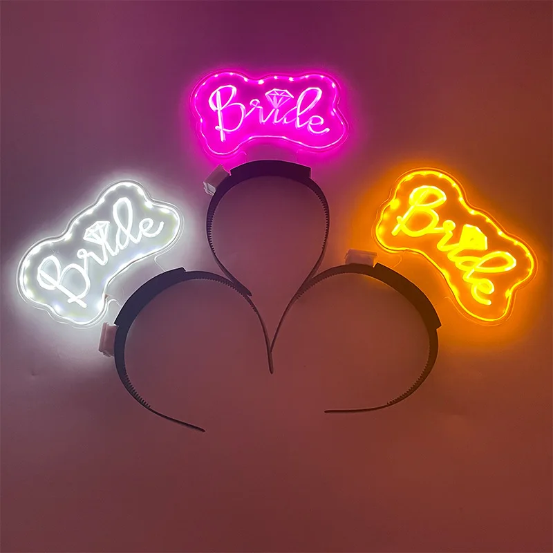 

LED Acrylic Bride Crown Headband Girls Bach Bachelorette Hens Party Bridal Shower Wedding Engagement Dinner Decoration Gifts