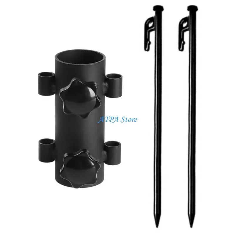U13C Canopy Rod Fixed Tube Stand with Tent Pegs Outdoor Awning Rod Bracket Tent Holder Tube for Camping, Fishing, Hiking