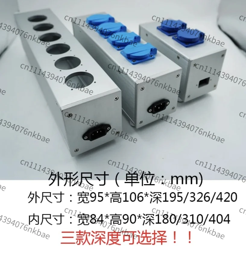 95 All Aluminum HiFi Amplifier Chassis, Fever Audio Power Filter Enclosure US EU Standard Socket Plug Panel
