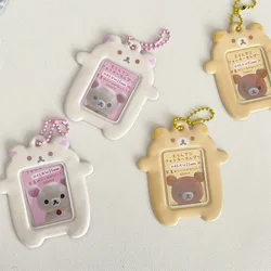 Cute Korea bear Kpop 2 inch ID card holder Photocard Holder Photo Display Card Holder Bag Protective sleeve pendant Stationery