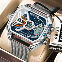 POEDAGAR Sports Men's Quartz Watches Date Week LED Alarm Military Electronic Man Watch Waterproof Stainless Steel Mesh Men Clock