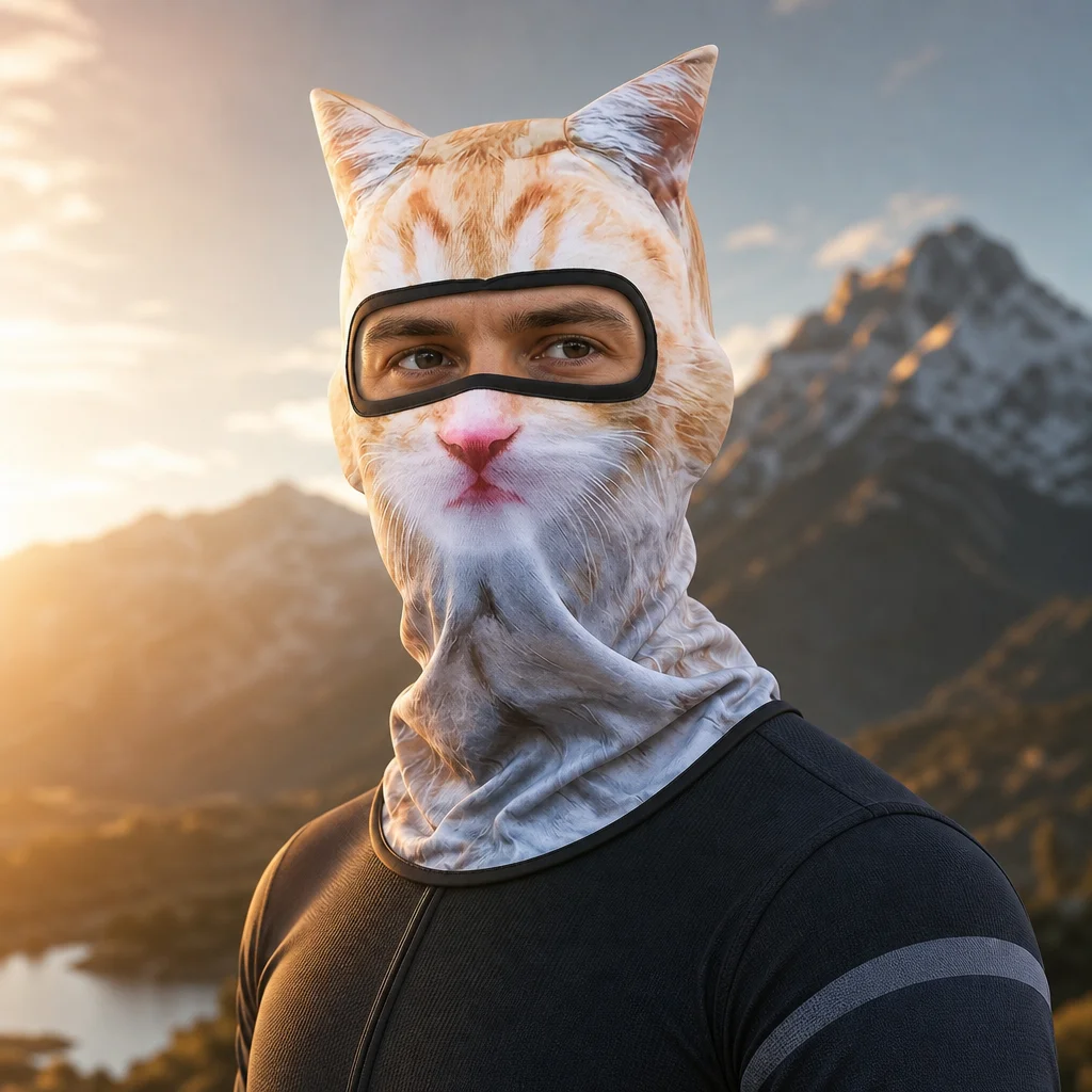 Sonnenschutz-Gesichtsmaske zum Angeln, kühlend, atmungsaktiv, winddicht, Vollgesichtsmaske, niedliches Katzenmuster, Fahrradkappe, Outdoor, Wandern, Camping