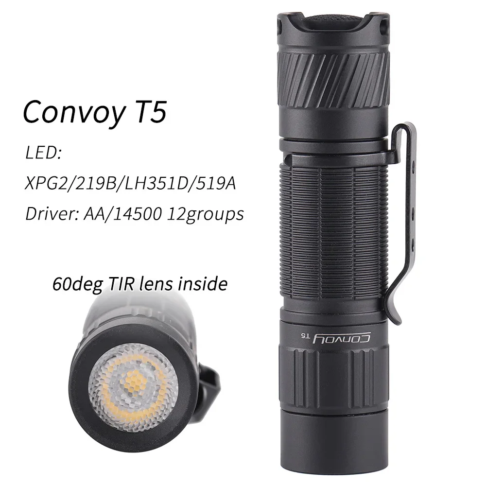 Convoy T5 Led Flashlight high CRI for AA/14500 Mini Flash Light Torch 12groups Fishing Camping Linterna Work Lamp