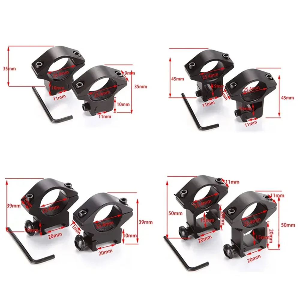 1 Pair Hunting Rifle Scope Mounts Ring Dia 25.4mm 30mm Tube Scopes 11mm 20mm Dovetail Picatinny Rail Tactical Flashlight Mount