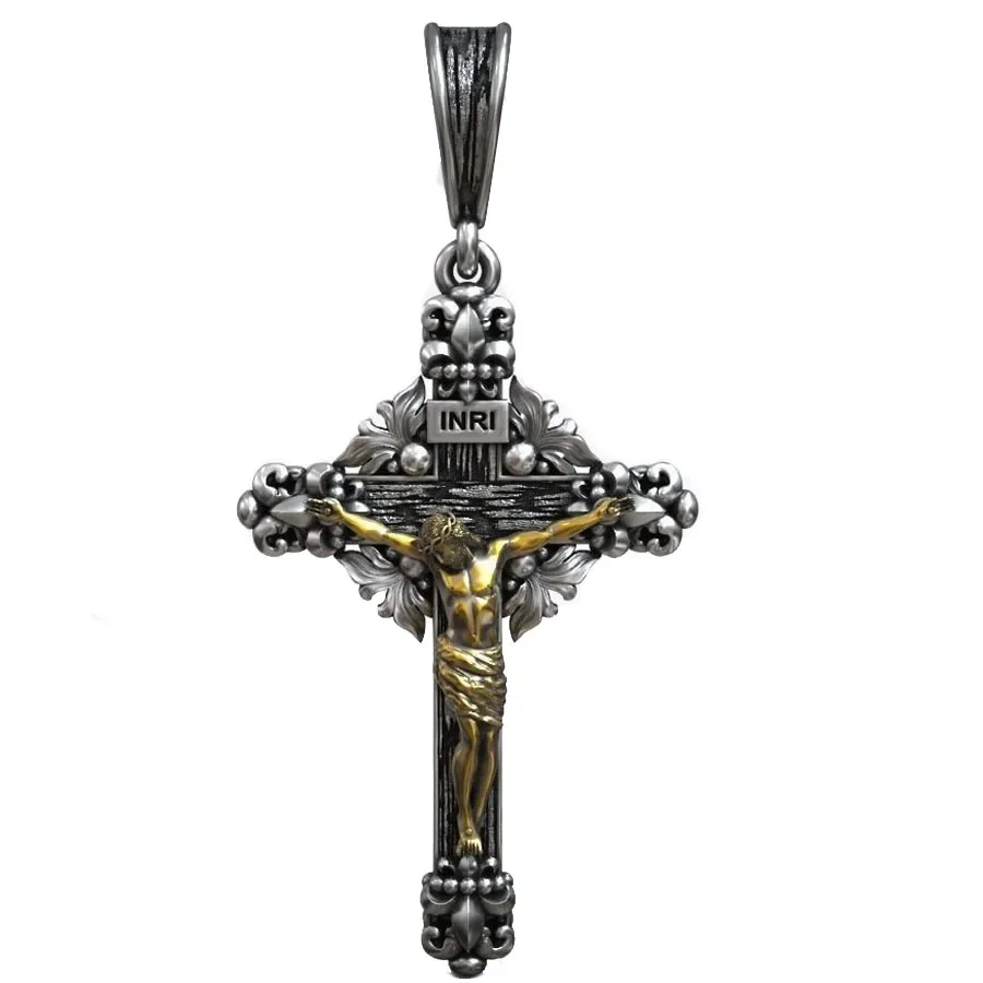 

8g Catholic Crucifixion Cross With Jesus Christ Pendant Customized 925 SOLID STERLING Silver High Trendy