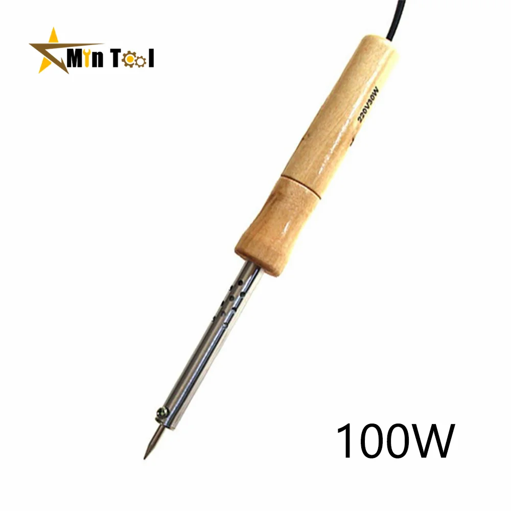 220V 30W/40W/60W/80W/100W Wood Handle Mini Soldering Iron Rework Station Adjustable Temperature Electric Solder Iron Hand Tool