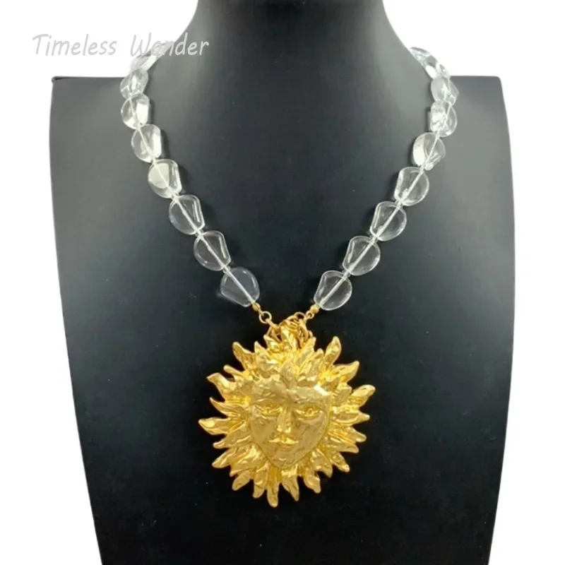 Timeless Wonder Fancy Geo Beaded Detachable Sun  Pendant Necklace for Women Designer Jewelry Rare Top Vintage Gift Trendy 2648