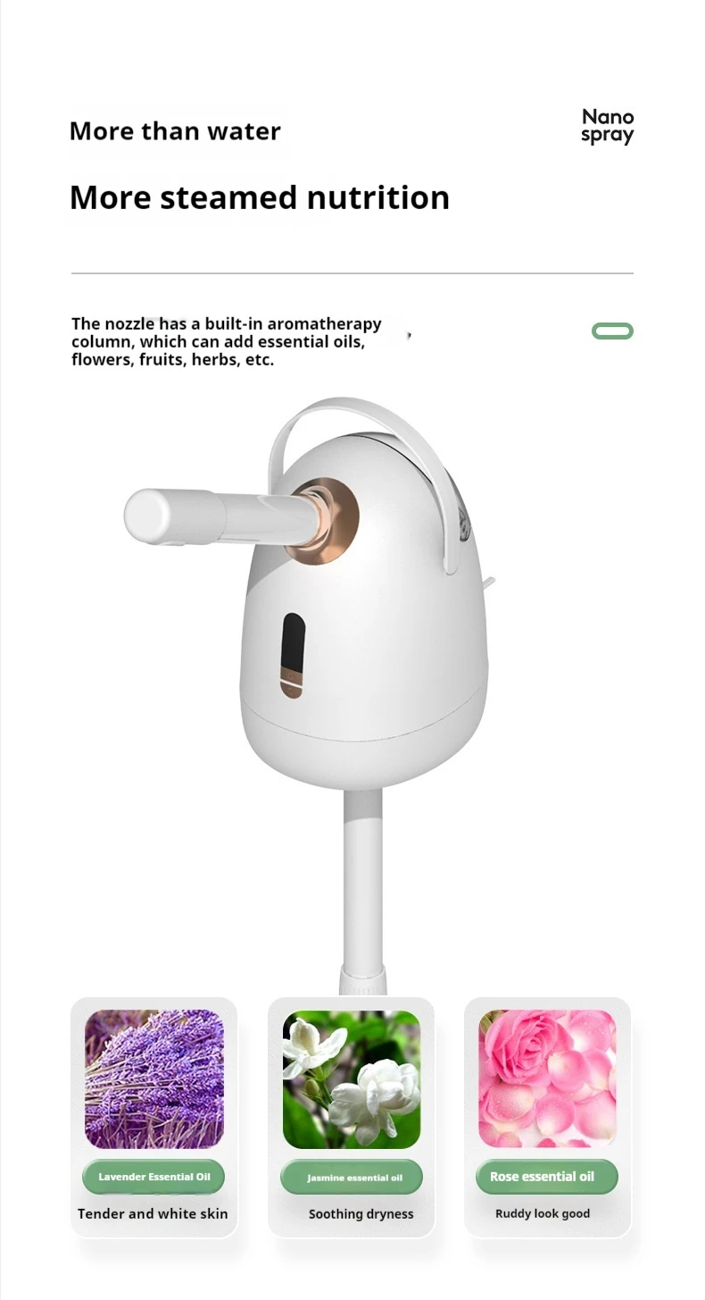 2025 อุปกรณ์ให้ความชุ่มชื้นผิวความงามบนใบหน้าร้อนและเย็นแบบพกพา Facial NANO Ionic Steamer