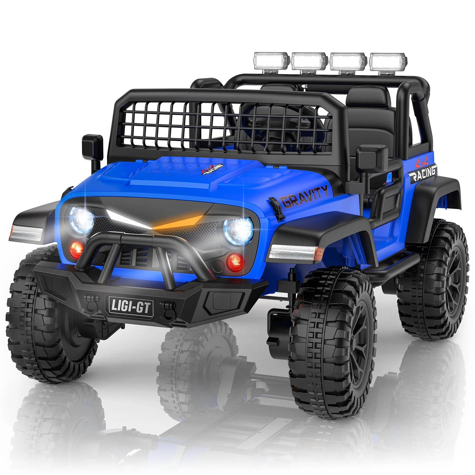 ركوب بمقعدين LIGIANT 24V 4WD، جهاز تحكم عن بعد، ممتص للصدمات، 3 سرعات، بداية ناعمة، LED، موسيقى وبلوتوث، هدية عيد الميلاد