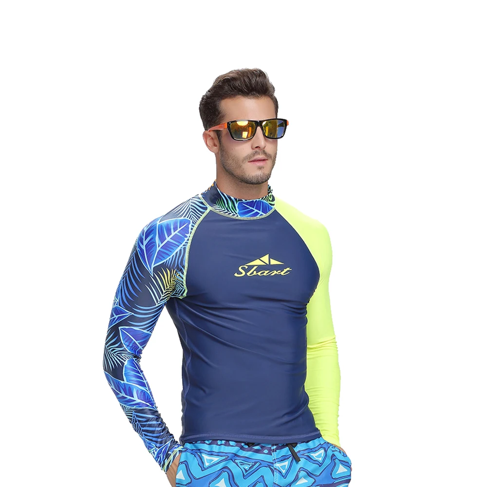 Men Surfing Swimwear Rash Guards Long Sleeve T-shirt Beach UV Protection Diving Swimsuit Water Sports Motorboat Boxing Wear Tops