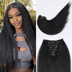 Tereshar 7Pcs Kinky Straight Synthetic Clip In Hair Extensions Long Yaki Kinky Straight Hair Hairpieces for Black Woman