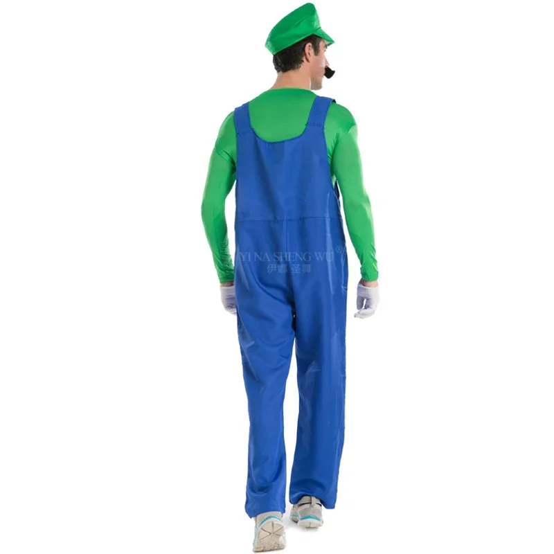 Super Luigi Brothers Costumes Cosplay Top Overalls LUIGI Bros Family Adult Child Kids Halloween Costume Funny Cosplay Party Suit