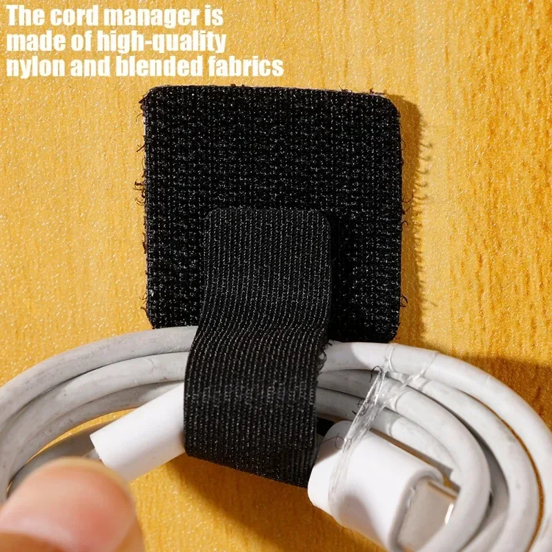 200/10Pcs Self Adhesive Cable Ties Fastening Wire Organizer Cord Rope Holder Reusable Organizer Straps Adjustable Storage Cord