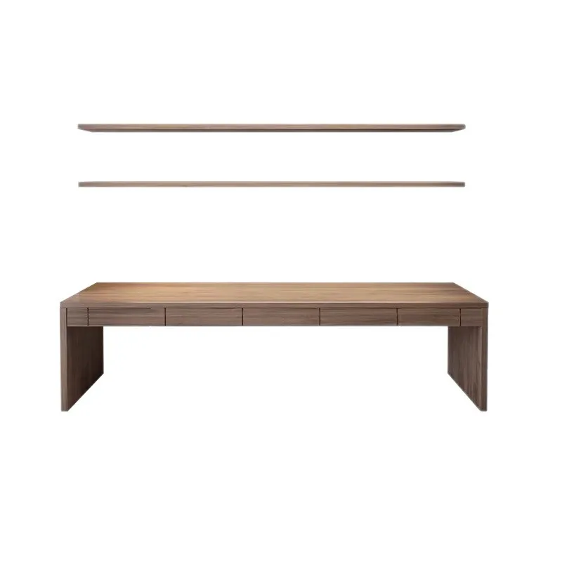 

Книжная полка из массива дерева, встроенная, бытовая, с выдвижными ящиками, двойная, длинная полоса.