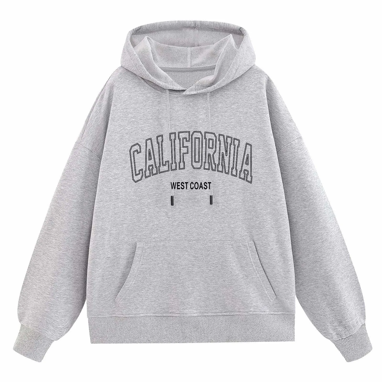 American Street Vintage Hooded Sweatshirt California West Coast Classic Loose Y2k Hoodies Long Sleeve Casual Oversize Sweatshirt