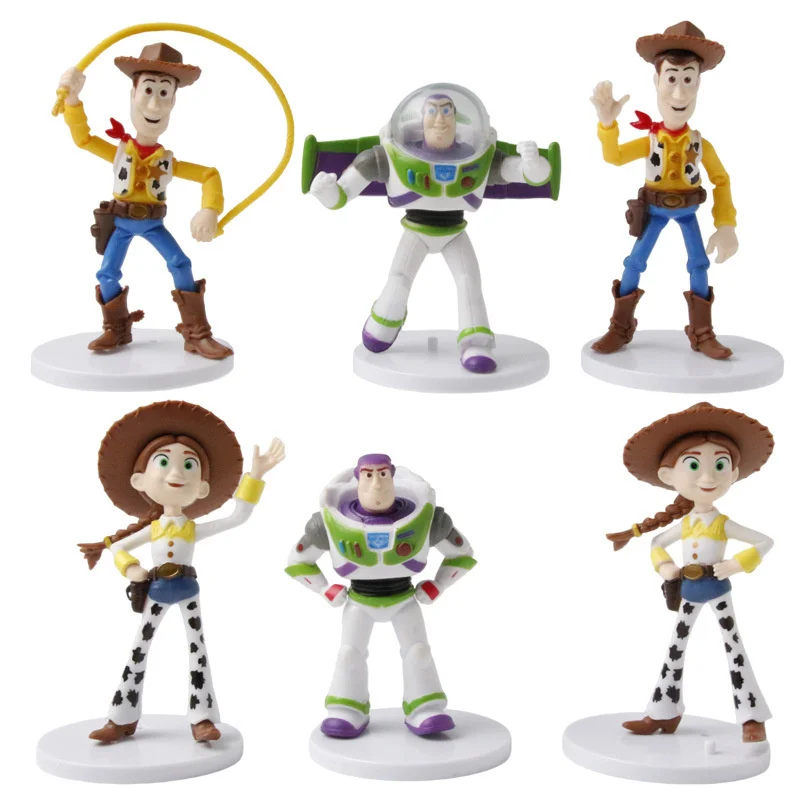 Set de 6 Figuras de Acción de Toy Story 4, Woody, Jessie, Buzz Lightyear, Muñeco Coleccionable, Regalo de Cumpleaños