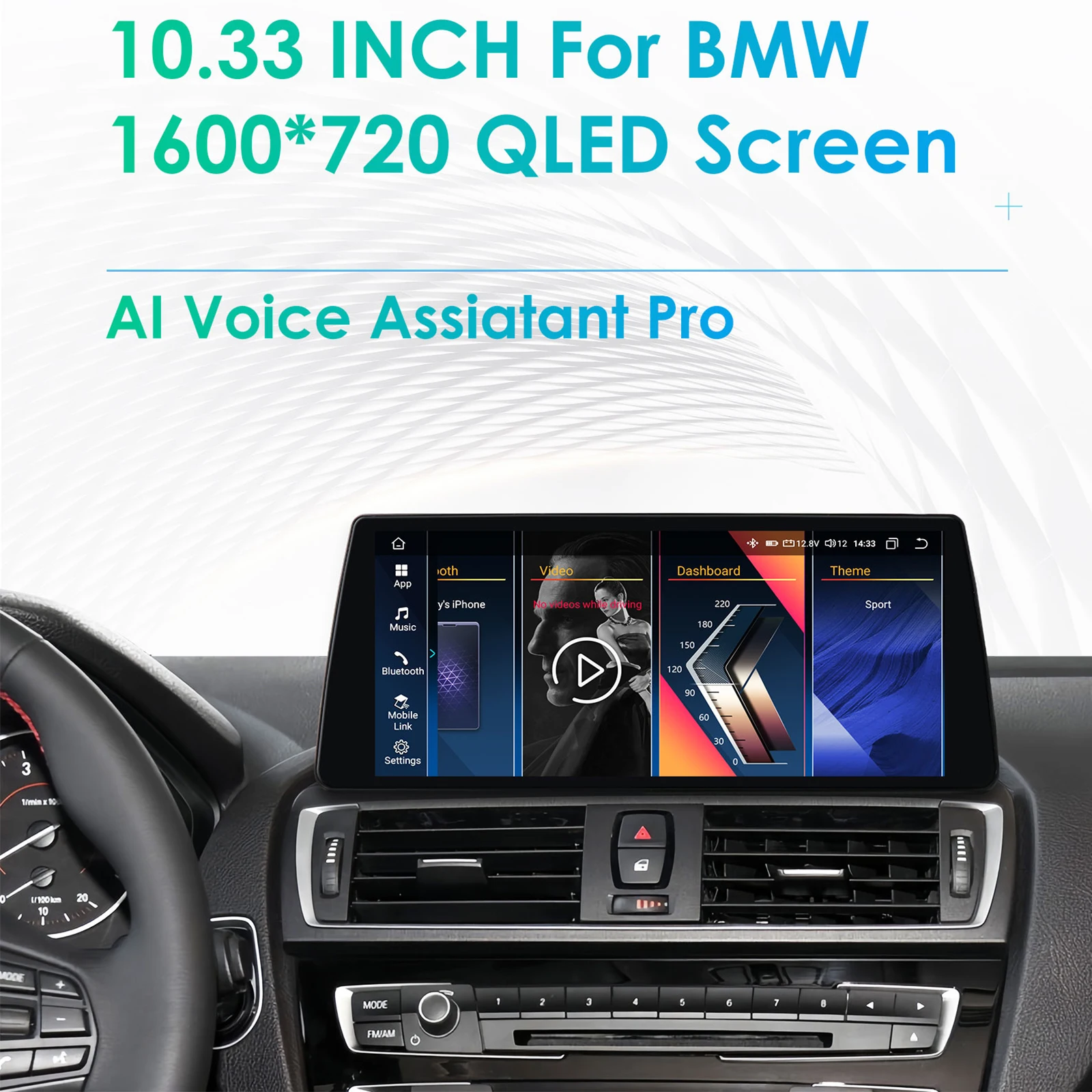 10.33'' 8Core 8+256G Big AI Intelligent System 2Din Android Car Radio for BMW 1 Series F20 F21 2011-2016 NBT Carplay Auto 4G DSP