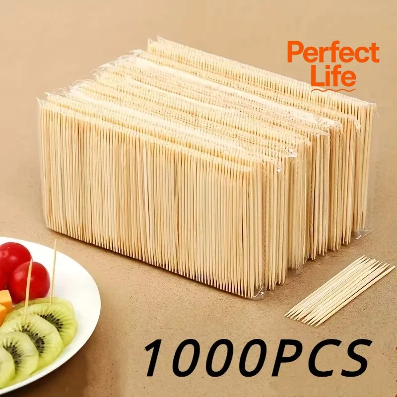 1000PCS Disposable Double Headed Toothpicks Natural Bamboo Floss Home Kitchen Restaurant Hotel Portable Teeth Cleaning Tool