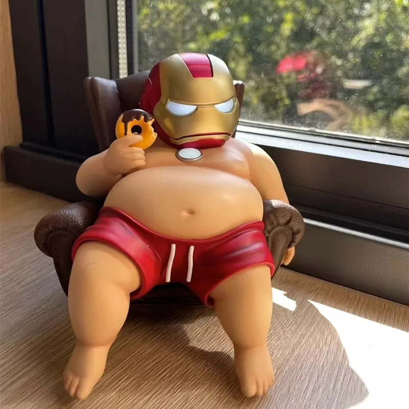 11cm Iron Man Fat Series Sofa Handmade Car Model Desktop Decoration Collectible Cartoon Anime Gk Statue Birthday Gift