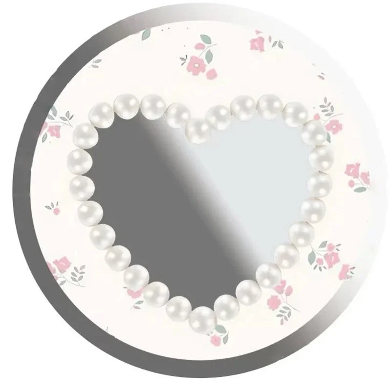 Soporte de teléfono negro plegable magnético con espejo de corazón y flores para IPhone 12 13 14 15 16 Pro Max soporte de montaje para S24 Ultra