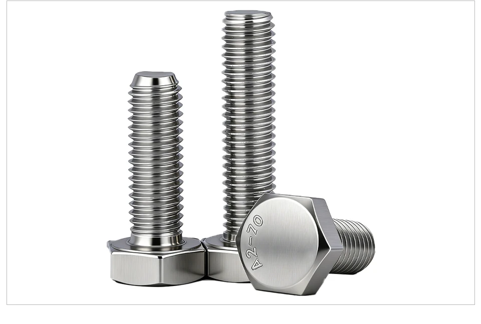 304 Edelstahl A2-70 DIN933 Sechskantschrauben mit Vollgewinde, metrische Befestigungselemente M3 M4 M5 M6 M8 M10 M12 – Detail 7