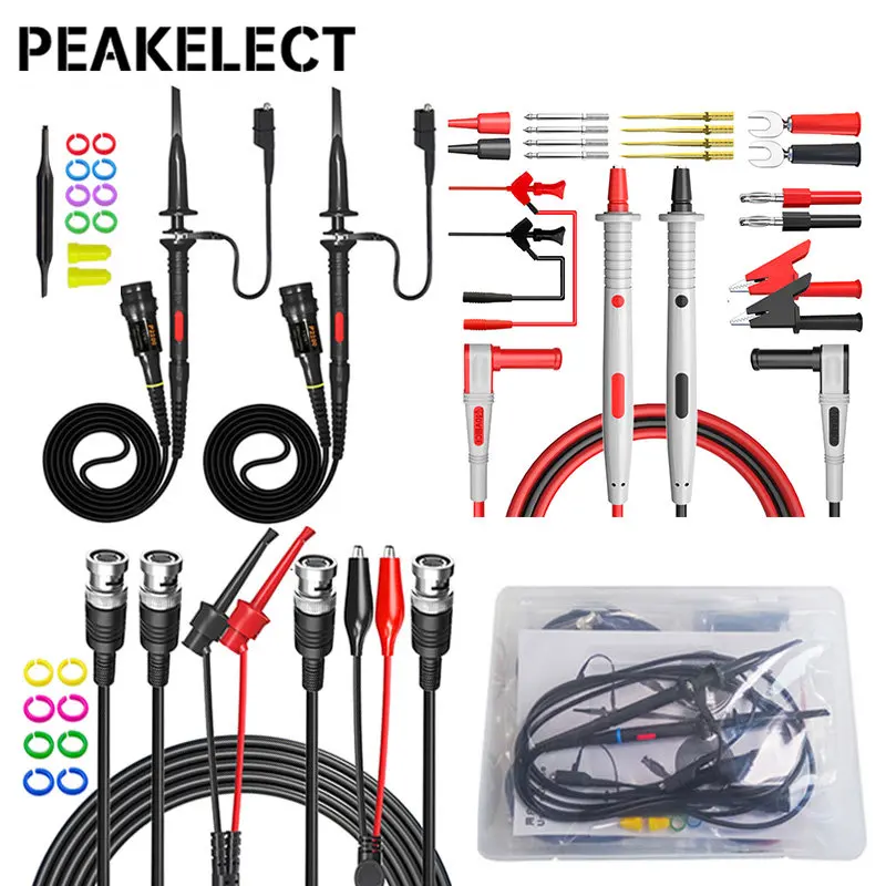 

Peakelect P1260D Multimeter Test Leads kit + Oscilloscope Probes + BNC Test Leads Replaceable Multi-function Test Accessories