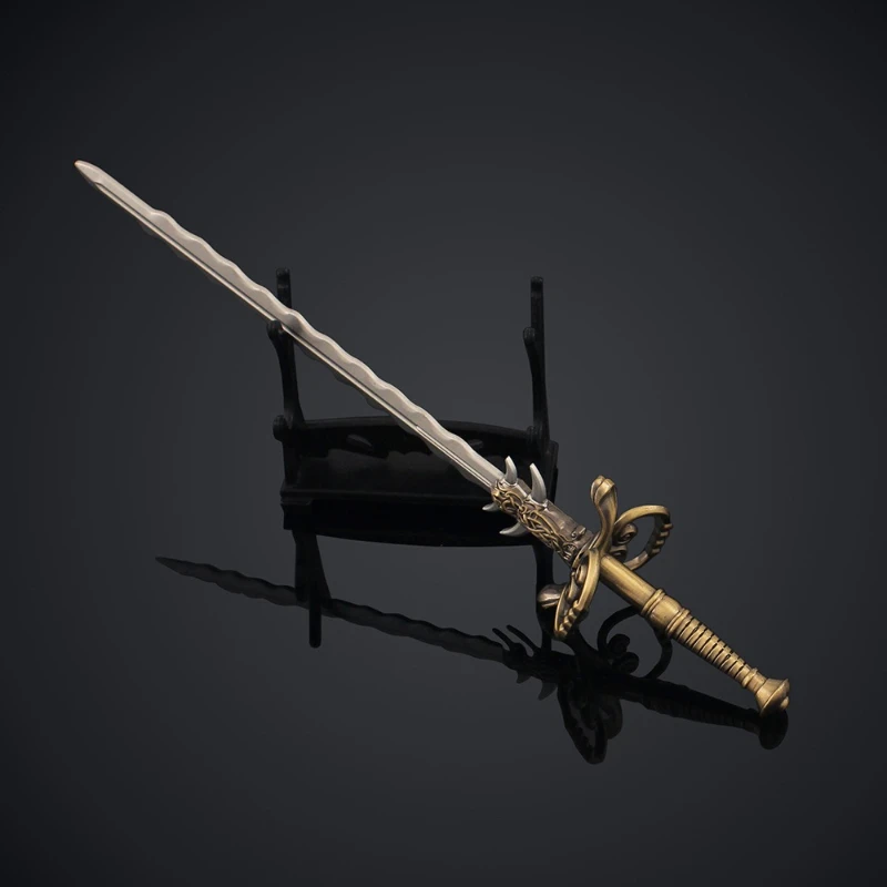 22 سنتيمتر المدمرة الداكنة الله 2 سيف مزدوج اليد مع شفرة مسننة المنشار لعبة نموذج سبيكة تحصيل لعبة هدية مزخرفة