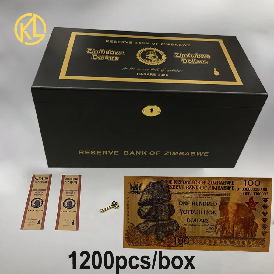 

Free shipping Zimbabwe Banknotes in luxurious wooden box One hundred YOTTALILLION Commemorative Banknotes for collection