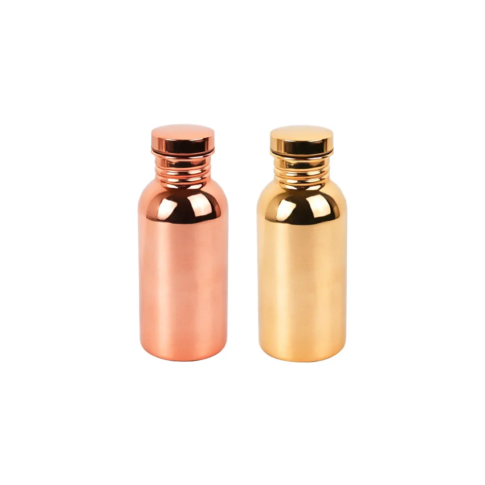 500ml Portable Single Wall Sports Water Bottle, Mirror Copper Plated Stainless Steel Cold Water Cup - view 2