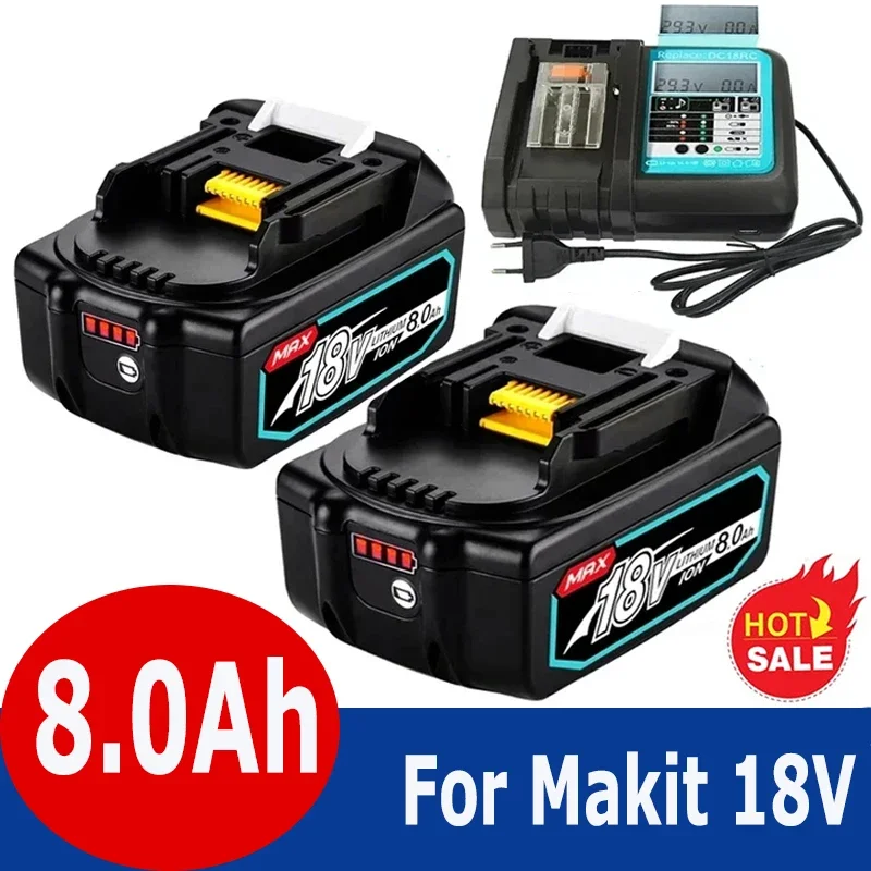 

Перезаряжаемый литий-ионный аккумулятор для Makita, 18В 8.0Ah BL1860b BL1850b BL1840 LXT-400 6A, для электроинструментов Makita 1860, BL1830b, BL1850b, BL1840