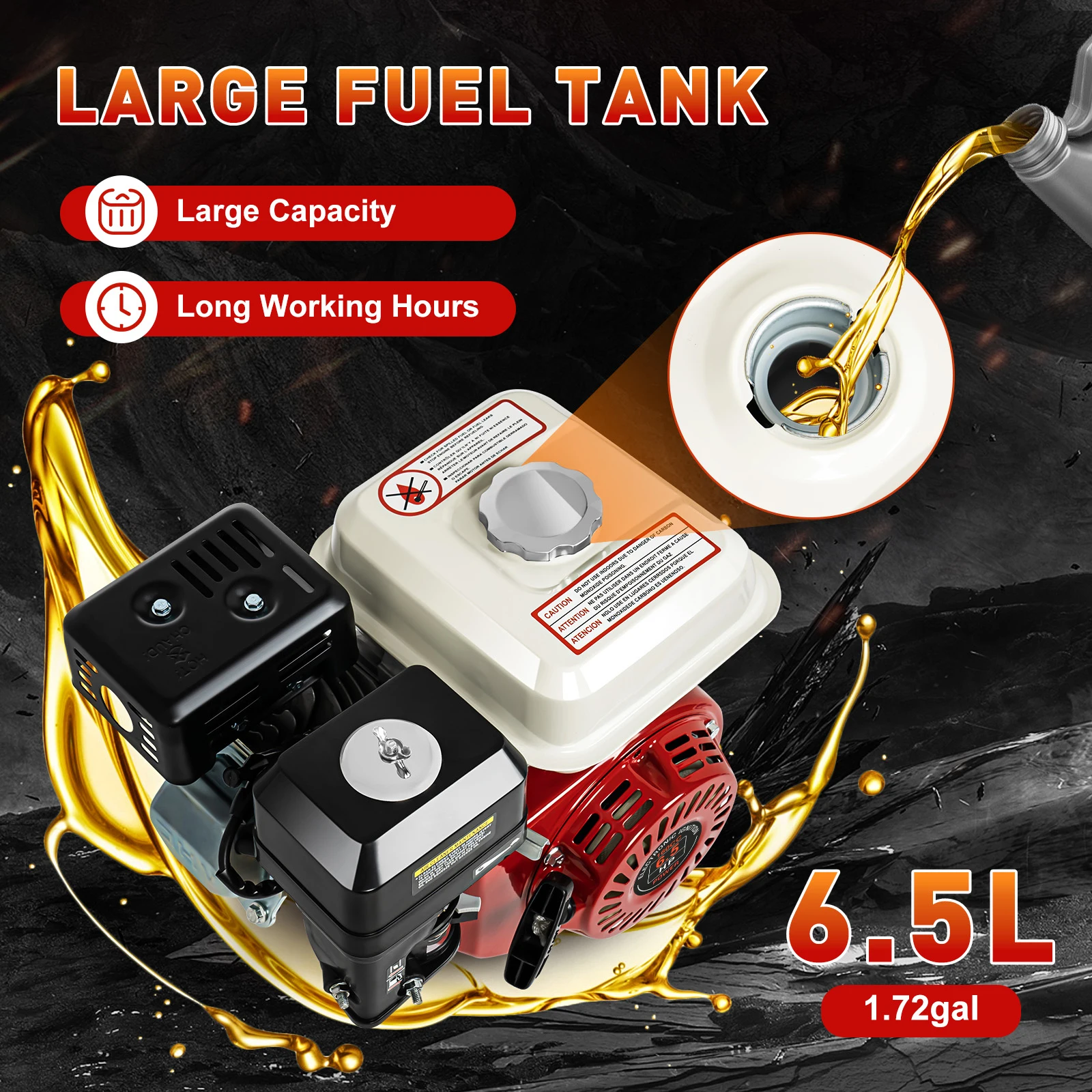 6.5HP 200cc 4-strokes Petrol Engine Single Cylinder Petrol Engine Used with Pumping Machines Cleaning Machines Spraying Machines