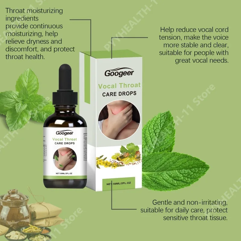 Googeer Vocal Throat Care Drops 59ML Chinese Medicine Extract Vitamin B1 Herbal Blend Liquid Supplement Voice and Throat Support