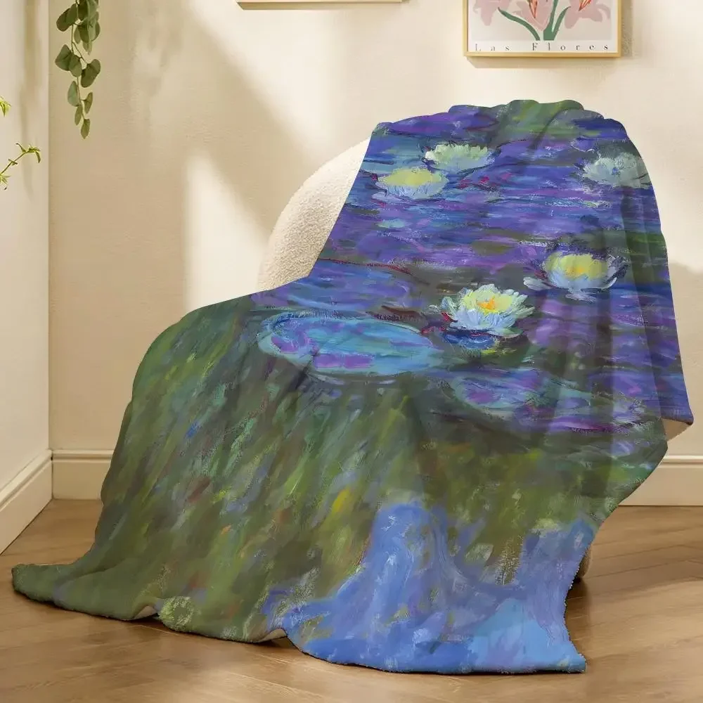 C-Claude M-Monet The S-Stroll La Promenade Throw Soft Flannel Throw Blanket, Breathable Summer Nap Blanket For Home Cozy Decor