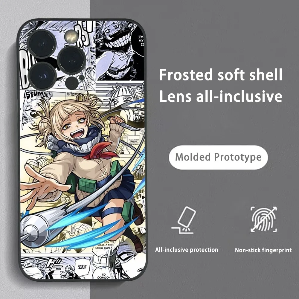 MHA H-Himiko T-Toga Anime Phone Case For iPhone 15 14 13 12 11 Pro Xs Max Mini XR X 78 Plus Black Frosted Soft Shell Funda