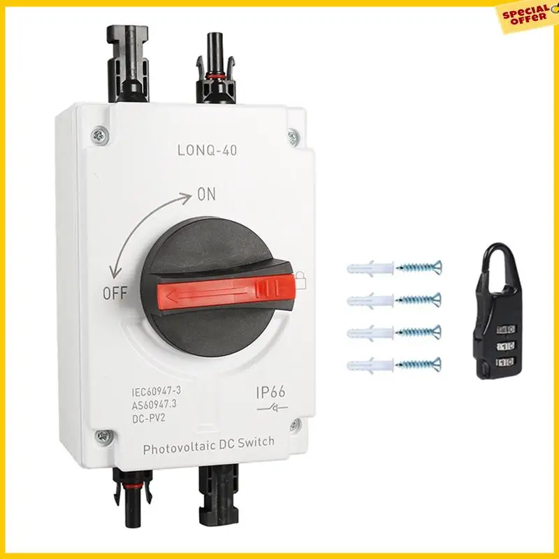 A25P 1 Juego de interruptor de desconexión fotovoltaico Solar PV, interruptor Solar aislador de CC LONQ-40 DC1000V 4P