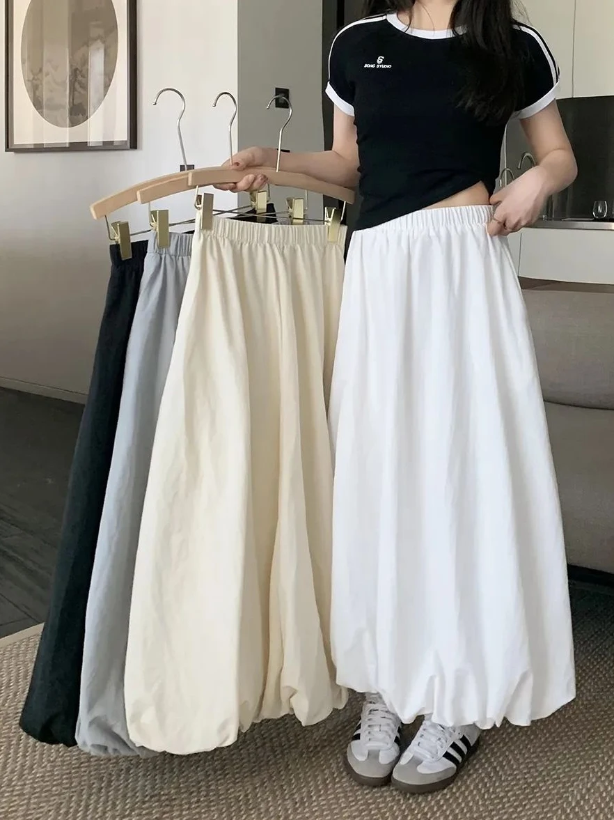 

White High Waist A-Line Skirt Women's Casual Skirts Spring Autumn New Sle Breathable Comfortable Inner Skirts