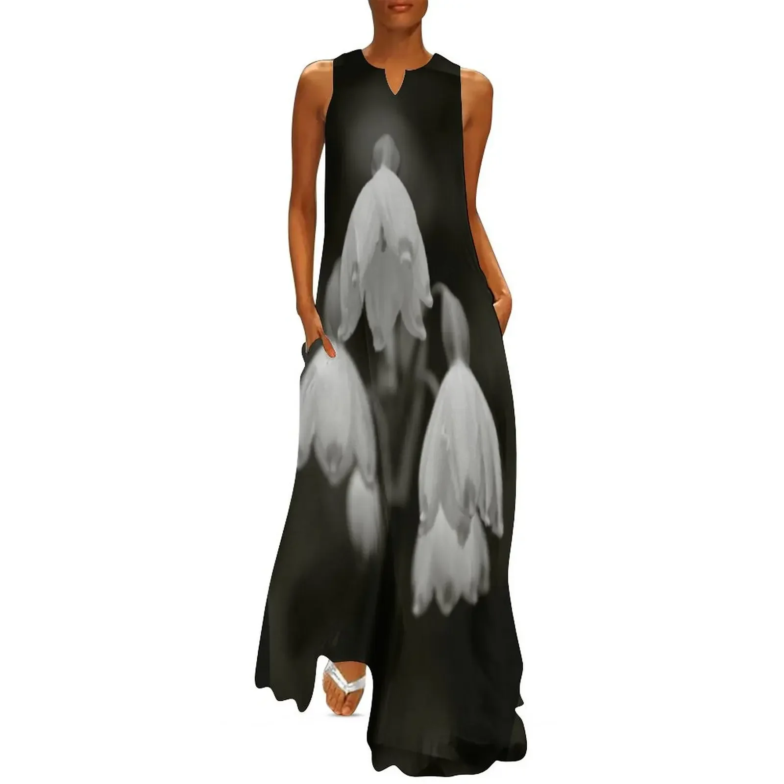

Snow Drops in Monochrome Long Dress cocktail dresses womens dress dresses summer woman 2025 Dress woman