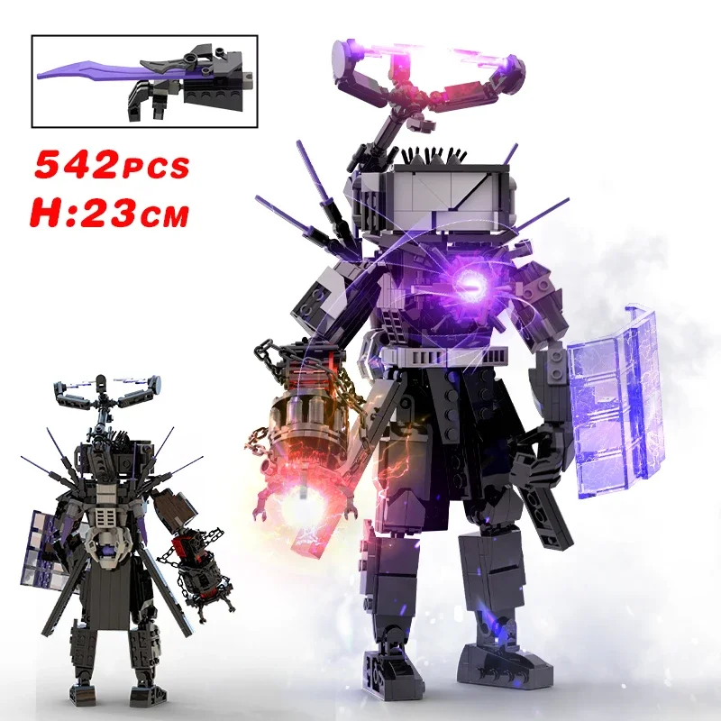 

Hot Skibidi Toileted Giant Titan TV King Upgrade 6.0 shield Building Blocks Animation Figure Model Toys for Kid Ideas Gifts Xmas