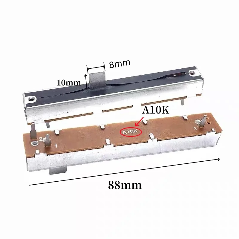 5 szt. A10K B10K Potencjometr suwakowy do miksera A103 B103 3-pinowy 88mm Jednokanałowy Potencjometr Przesuwny Skok 60mm Długość Uchwytu 10mm — zdjęcie 6