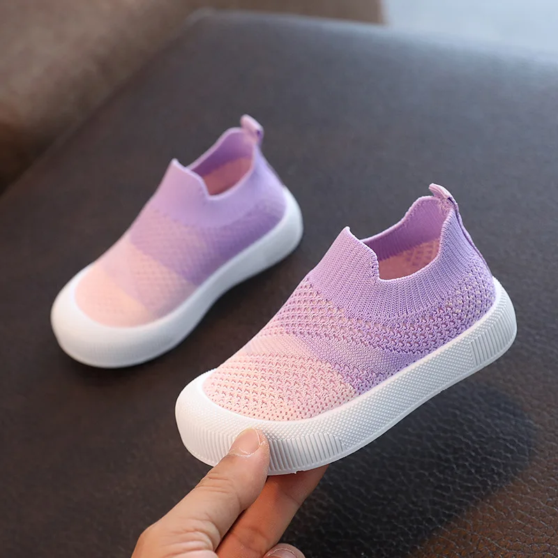 Size 20-31 Children Shoes Spring Autumn Kids Sneakers Soft Breathable Mesh Boys Slip-on Shoes Patchwork Color Girls Shoes