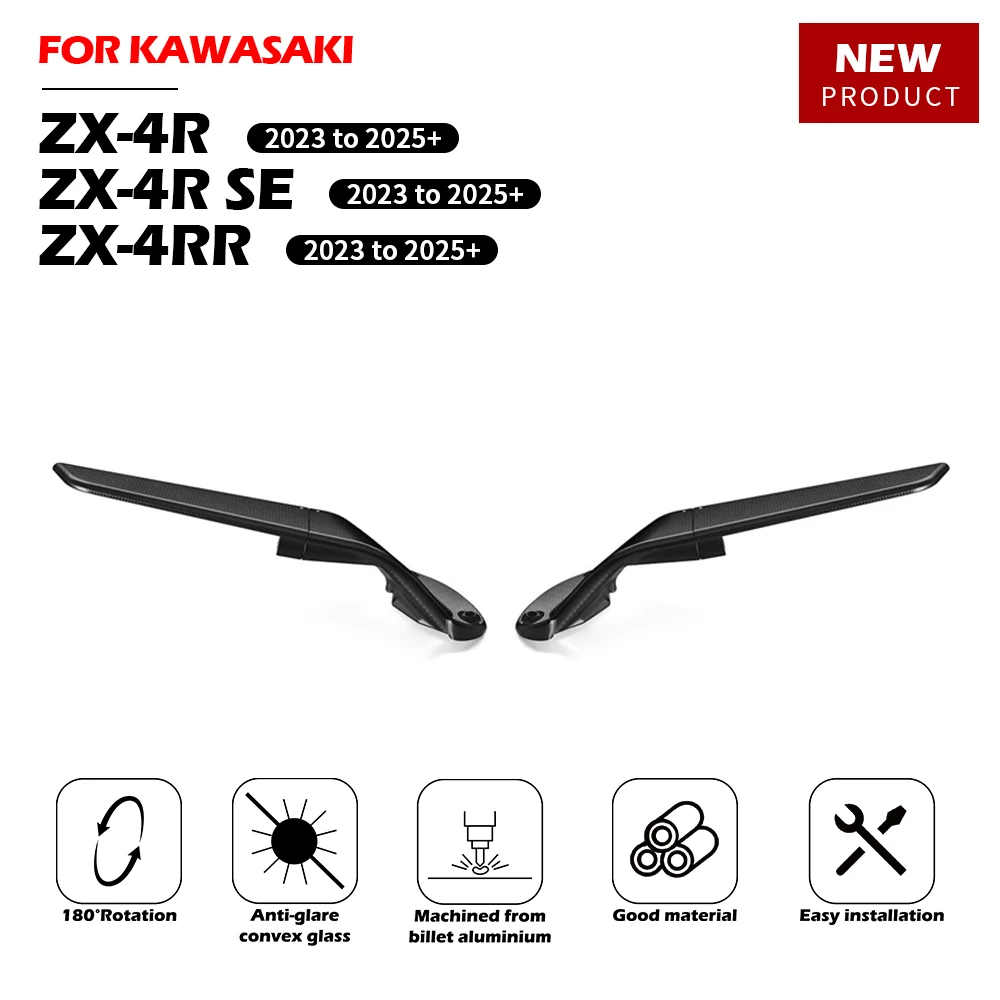 

JTN Ninja ZX4R ZX4RR Stealth Winglets Mirror Motorcycle To Rotate Adjustable Rearview Kits For KAWASAKI ZX-4R ZX-4RR 2023-2026