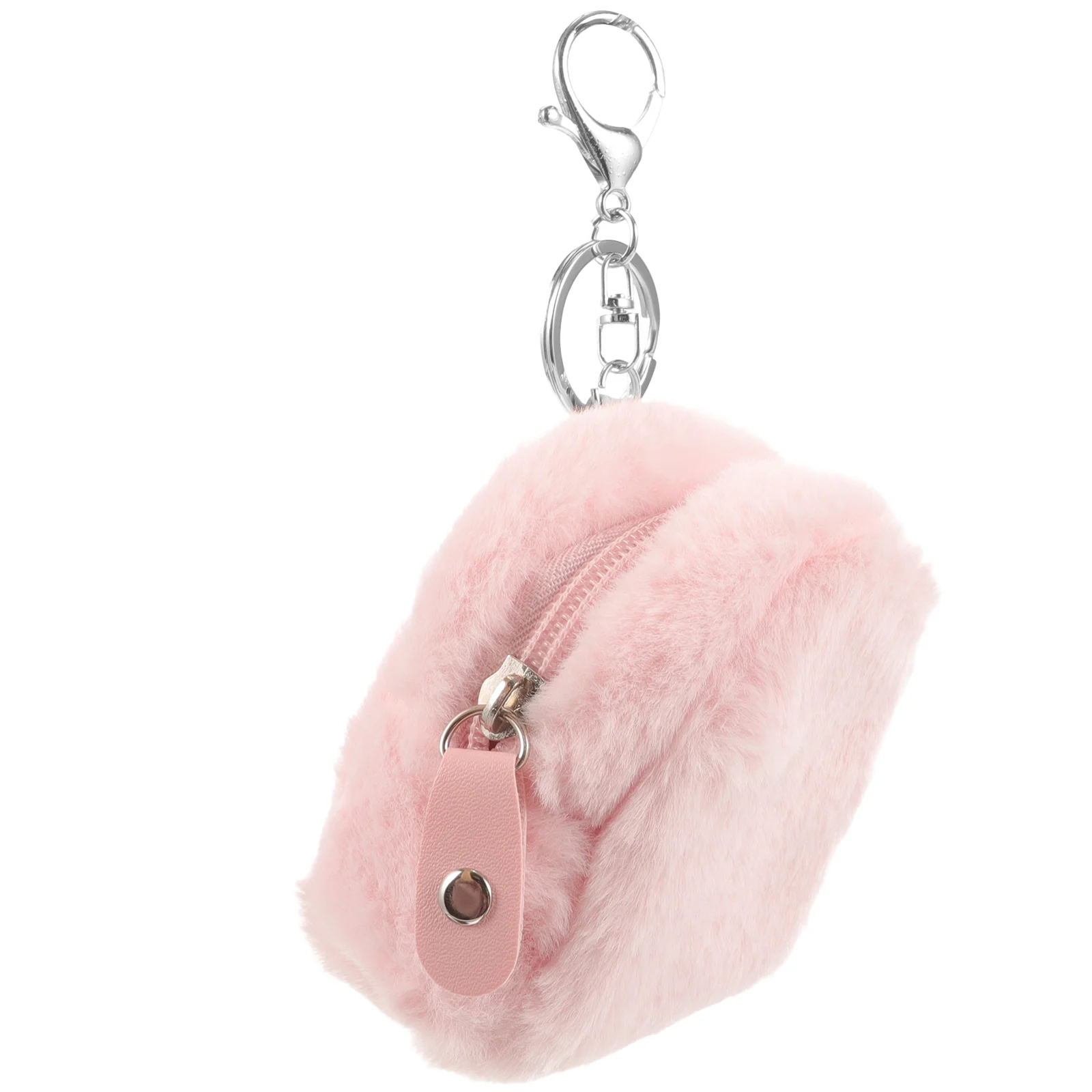 Plush Key Bag Cute Purse Keychain Small Pouch for Little Girl Storage Mini Pink