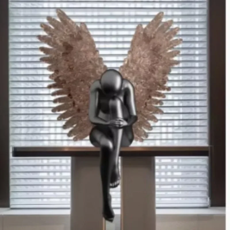 Modern creative sculpture ornaments, landing angel figure artworks, living room ornaments