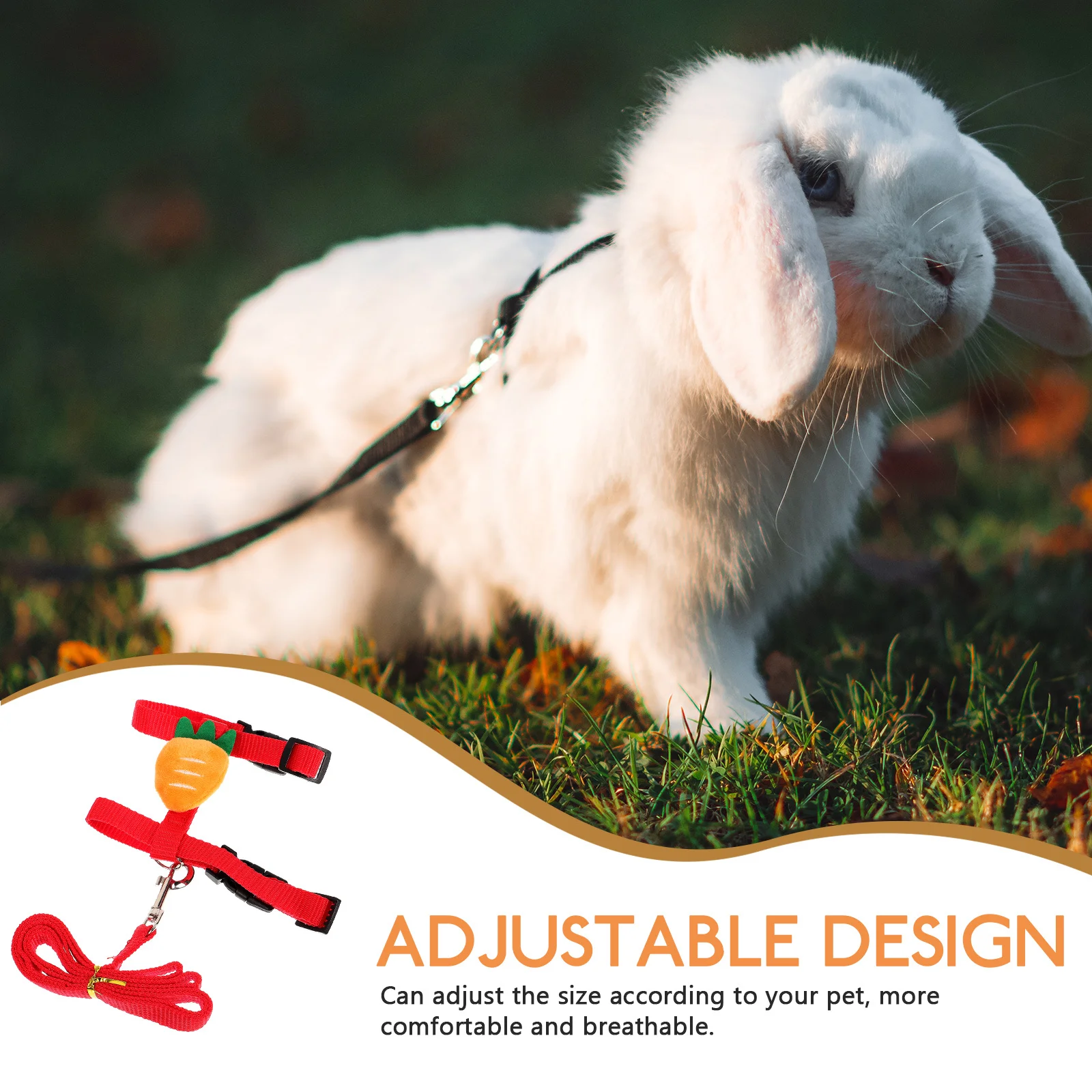

1Set Pet Traction Rope Small Animal Harness Adjustable Leash for Rabbit Bunny Kitten Ferret Walking Outdoor Comfortable