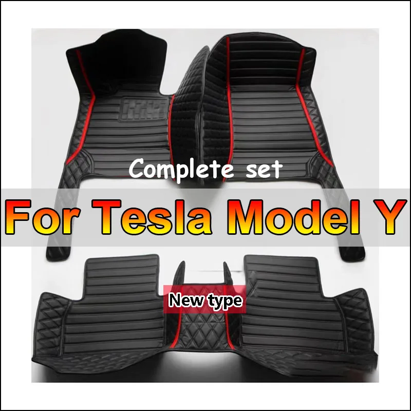 

Custom Car Floor Mat for Tesla Model Y 2021 2022 Carpet Durable Leather Phone Pocket 100% Fit for Your Car